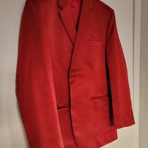 Genuine Red Silk Two Piece Suit Custom Made From India